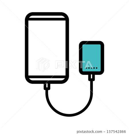 Illustration of disaster prevention goods and mobile batteries 137542866