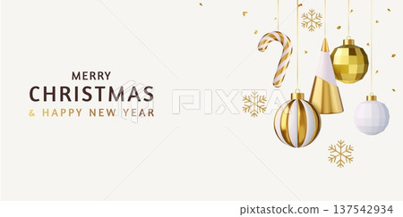 3d Christmas and New Year greeting design 137542934