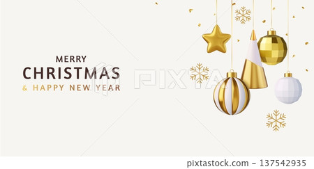 3d Christmas and New Year greeting design 137542935