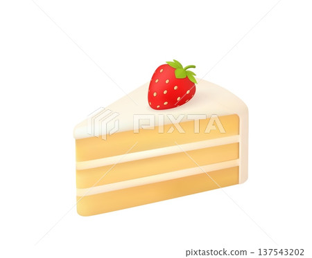 3d Strawberry shortcake slice with white frosting 137543202