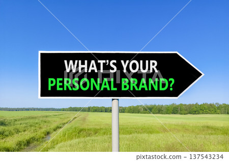 What is your personal brand symbol. Concept words What is your personal brand on beautiful black road sign. Beautiful blue sky background. Business what is your personal brand concept Copy space What is your personal brand symbol. Concept words What is your personal brand on beautiful black road sign. Beautiful blue sky background. Business what is your personal brand concept Copy space 137543234