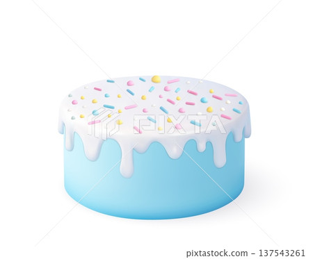 Blue cake with white icing and sprinkles Blue cake with white icing and sprinkles 137543261