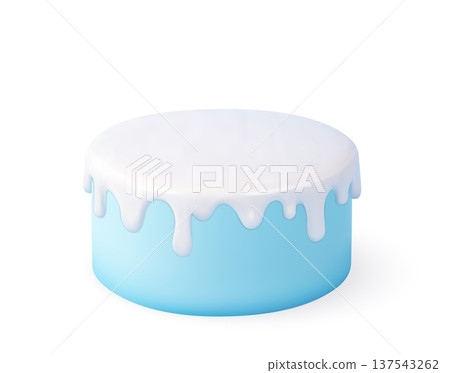 Blue cake with white dripping icing Blue cake with white dripping icing 137543262