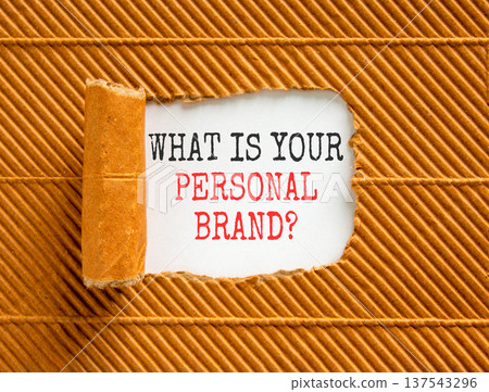 What is your personal brand symbol. Concept words What is your personal brand on beautiful white paper. Beautiful brown paper background. Business what is your personal brand concept. Copy space. 137543296