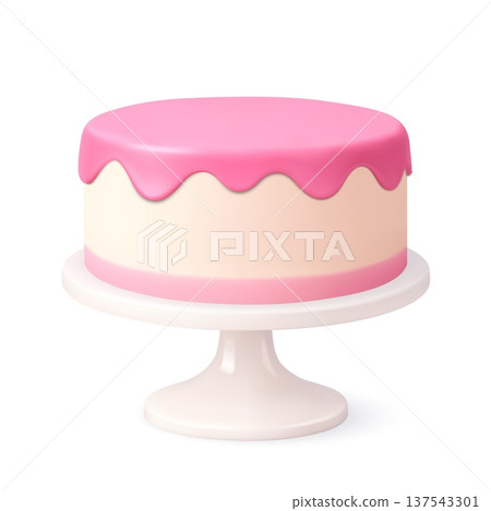 Minimalist pink cake with icing on top Minimalist pink cake with icing on top 137543301