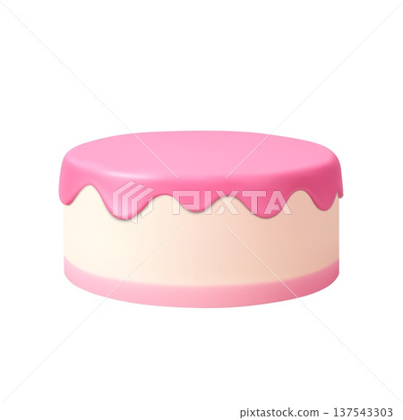 Minimalist pink cake with icing on top Minimalist pink cake with icing on top 137543303