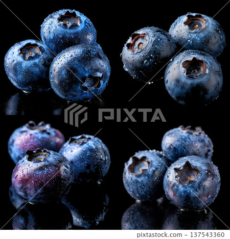 Fresh blueberries with pit isolated on black background 137543360