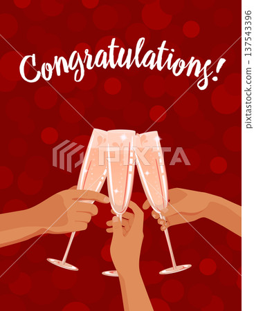 Three glasses of champagne. Congratulations! Three glasses of champagne. Congratulations! 137543396