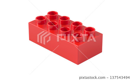 Scarlet Plastic Building Block Isolated On White Background Scarlet Plastic Building Block Isolated On White Background 137543494