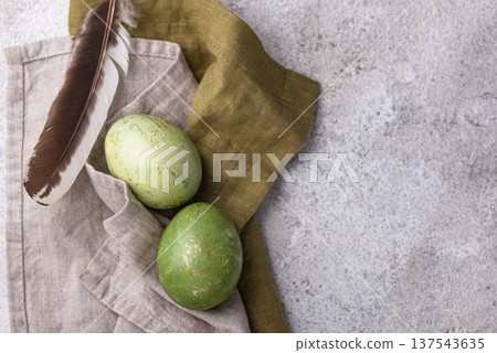 Easter eggs painted with natural dye Easter eggs painted with natural dye 137543635