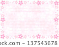 Cute pink letter paper background with cherry blossom petals falling 137543678