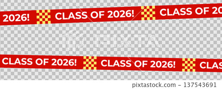 Class Off 2026 Seniour Year Graduation Red Lines. School Calendar Frame, Graduate Invitation Card Design, Congratulations Banner Template. School Grad Day Celebration Layout. Vector Illustration 137543691