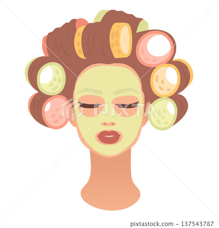 Vector illustration of woman with face mask 137543787