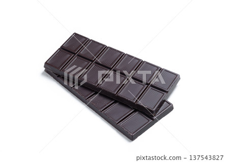 Dark chocolate barted on white background 137543827
