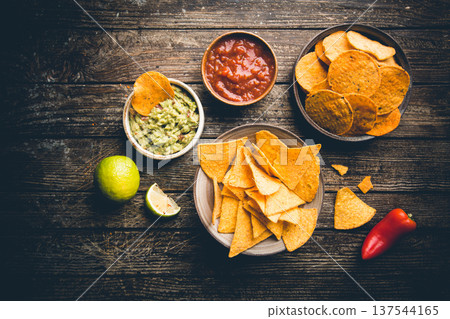 bowl of nachos chips 137544165