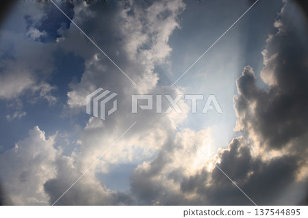 Dramatic Evening Sky with Gray Blue Clouds and Moody Atmosphere Dramatic Evening Sky with Gray Blue Clouds and Moody Atmosphere 137544895