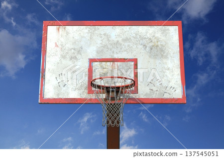 Basketball hoop with cloudy sky Basketball hoop with cloudy sky 137545051