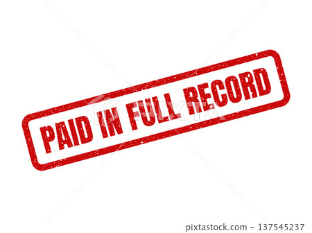 Distressed red rubber stamp indicating a payment is fully recorded, marking a successful financial transaction approval Distressed red rubber stamp indicating a payment is fully recorded, marking a successful financial transaction approval 137545237