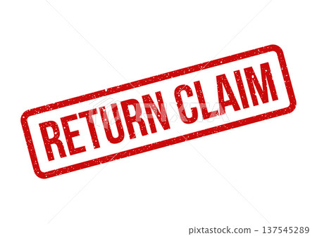 Distressed red rubber stamp showing RETURN CLAIM text, applicable for insurance or customer service requests 137545289