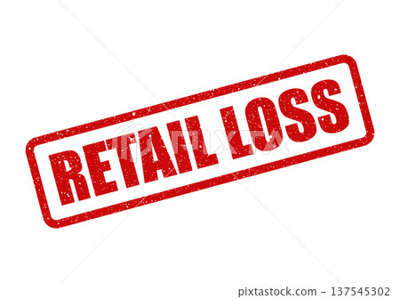 Distressed red rubber stamp vector graphic showing the crucial business phrase RETAIL LOSS for financial reports Distressed red rubber stamp vector graphic showing the crucial business phrase RETAIL LOSS for financial reports 137545302