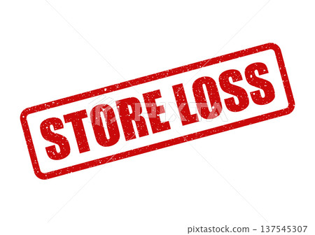 Distressed red rubber stamp with a speckled texture, clearly marking STORE LOSS to signify financial reporting or inventory management issues within a business setting Distressed red rubber stamp with a speckled texture, clearly marking STORE LOSS to signify financial reporting or inventory management issues within a business setting 137545307