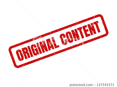 Distressed red rubber stamp with ORIGINAL CONTENT text, signifying unique intellectual property or media Distressed red rubber stamp with ORIGINAL CONTENT text, signifying unique intellectual property or media 137545371