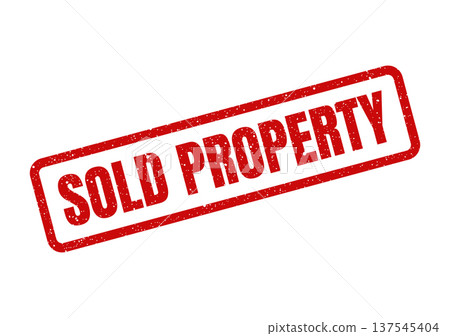 Distressed red rubber stamp with prominent text SOLD PROPERTY indicating a successful real estate transaction 137545404