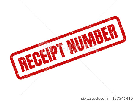 Distressed red rubber stamp with Receipt Number text to identify unique financial transactions 137545410