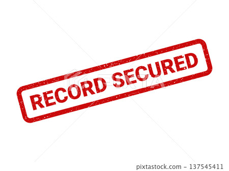 Distressed red rubber stamp with RECORD SECURED text, indicating successfully protected information or document status 137545411