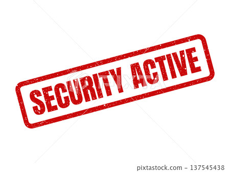 Distressed red rubber stamp with SECURITY ACTIVE text, representing ongoing protection status or system operational 137545438