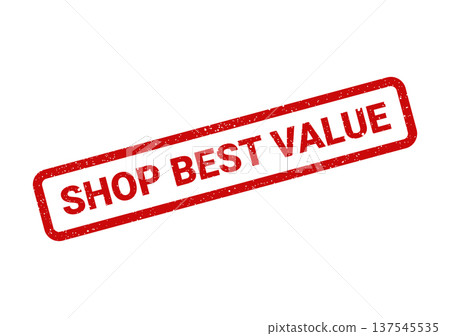 Distressed red rubber stamp with the words SHOP BEST VALUE, perfect for retail promotions and marketing campaigns 137545535