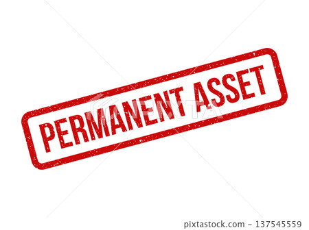 Distressed red stamp marking permanent asset status for financial accounting and inventory records 137545559