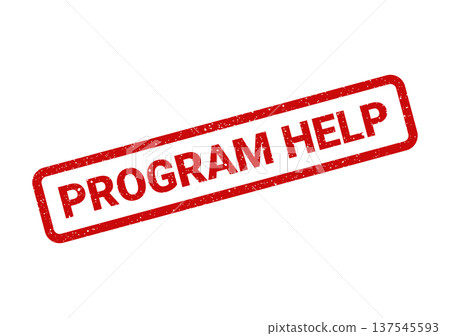 Distressed rubber stamp displaying program help needed or support available vector graphic 137545593