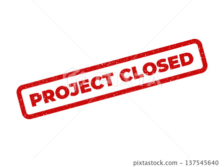 Distressed rubber stamp effect with Project Closed text signifying the end of a business venture Distressed rubber stamp effect with Project Closed text signifying the end of a business venture 137545640