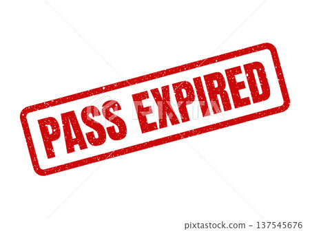 Distressed rubber stamp icon displaying PASS EXPIRED text, signifying a document or authorization no longer valid 137545676