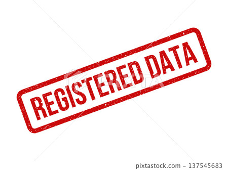 Distressed rubber stamp illustration showing registered data for official information and validated records Distressed rubber stamp illustration showing registered data for official information and validated records 137545683