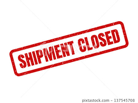 Distressed rubber stamp impression with SHIPMENT CLOSED text inside a rectangular border for completed transaction records 137545708