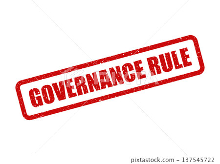 Distressed rubber stamp mark clearly stating GOVERNANCE RULE, signifying an authoritative directive or regulation 137545722