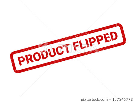 Distressed texture red rubber stamp graphic displaying product flipped status for inventory rotation tracking system Distressed texture red rubber stamp graphic displaying product flipped status for inventory rotation tracking system 137545778