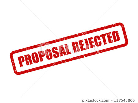 Distressed textured rubber stamp icon displaying PROPOSAL REJECTED message, ideal for business workflow illustrations 137545806