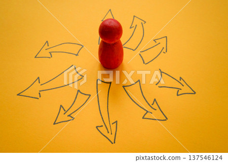 Decision choice symbolizing uncertainty. 137546124