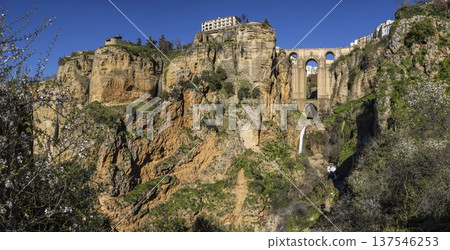 Visit Ronda in Spain and enjoy the stunning views of the cliffs and the famous bridge at sunrise 137546253