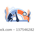 Business team pushing a speedometer needle to increase performance and efficiency, analyzing data for growth and optimization 137546282