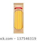 Spaghetti pasta in a transparent window package. Premium quality food product design for grocery and restaurant concepts 137546319