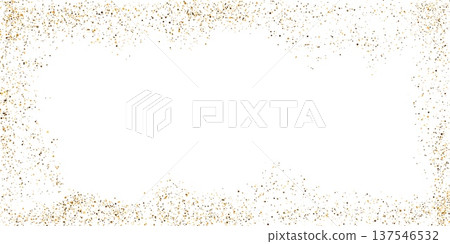 Dust powder or particles scattered frame overlay texture, vector realistic sand splash effect, brown paint spray border 137546532