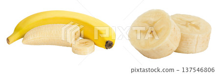 ripe yellow banana isolated on white background 137546806