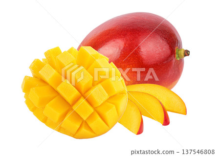 mango slices isolated on white background with full depth of field 137546808