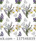 Seamless pattern bouquet with butterflies 137546839