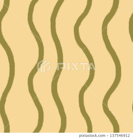 Abstract seamless pattern with vertical green stripes and yellow background. Hand painted illustration for design, print, fabric or background. 137546912