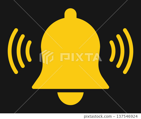 Ringing notification bell icon with sound waves mobile alert symbol message reminder alarm concept digital notification sign for app interface web design communication and subscription updates 137546924